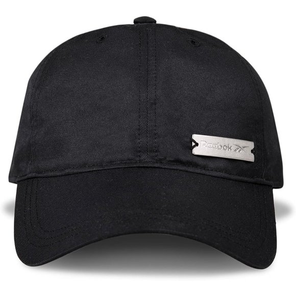 Womens Black Polyester Metal Vector Logo Foundation Cap